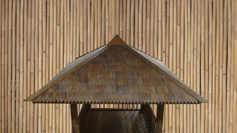 Product image of the product “Gazebo 420x414x410cm Model1, only in Bankirai, with a fence on three sides. ”